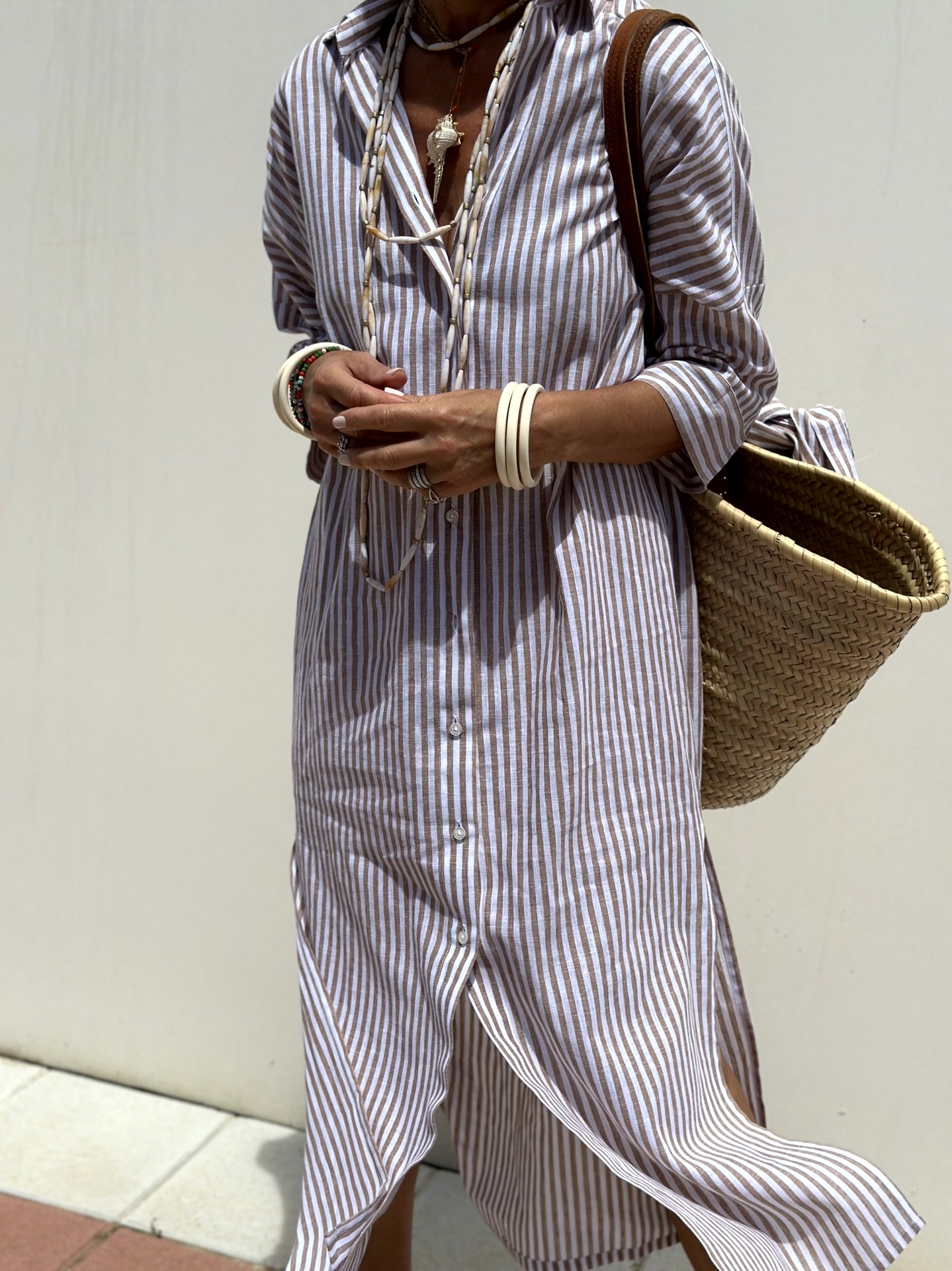 New Striped Cardigan Lapel Shirt