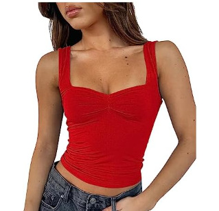 Qi Duo Cross-Border European And American Women'S Clothing With Versatile Base And Square Collar Vest Inner Strap Simple And Fashionable