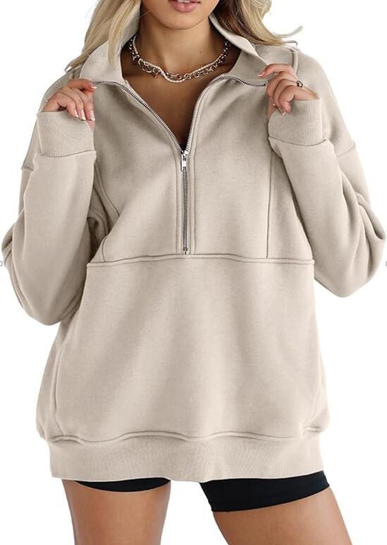 New Autumn And Winter Zipper Fitting Bag Plus Velvet Sweatshirt For Women Loose