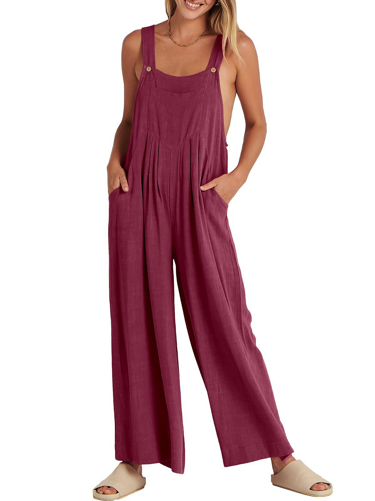 🔥Sleeveless Wide Leg Jumpsuit with Pockets
