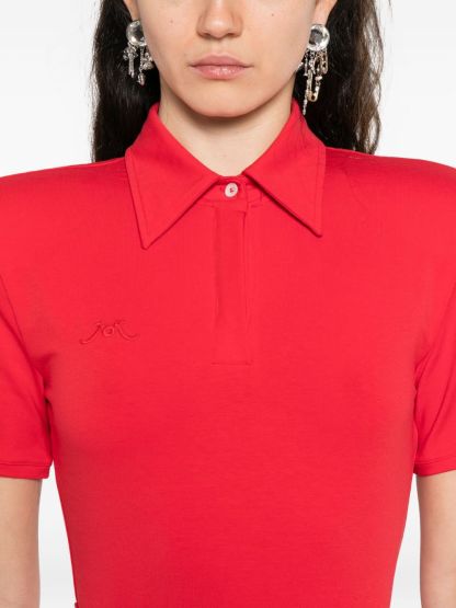 Short-sleeve Mini Polo Dress In Red