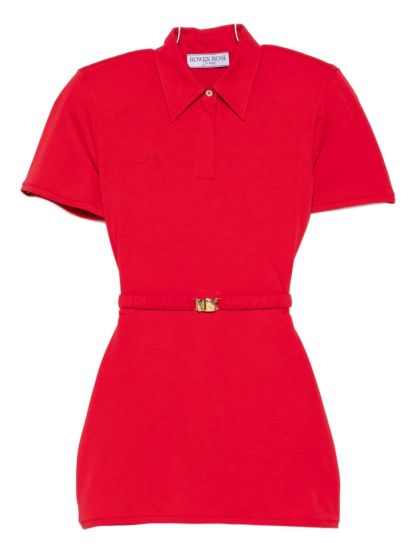 Short-sleeve Mini Polo Dress In Red