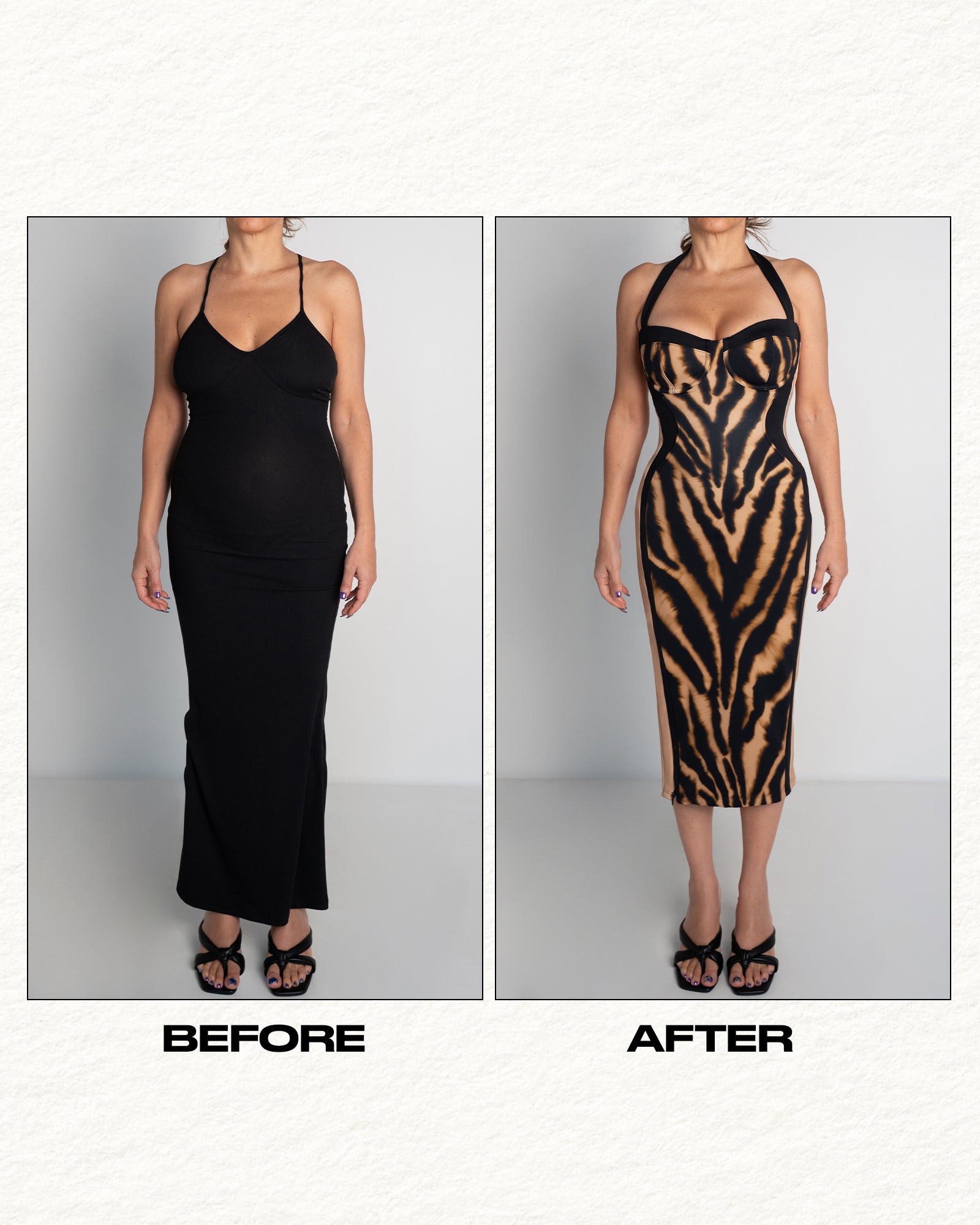 Women's Sexy Golden Zebra Lushy Halter Dress