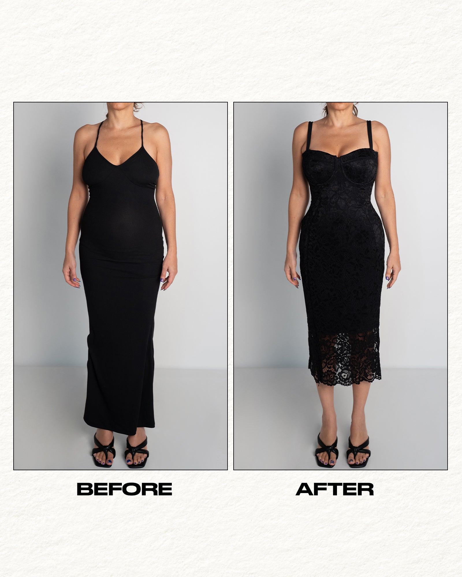Seamed Lushy Pencil Dress - Lace Black