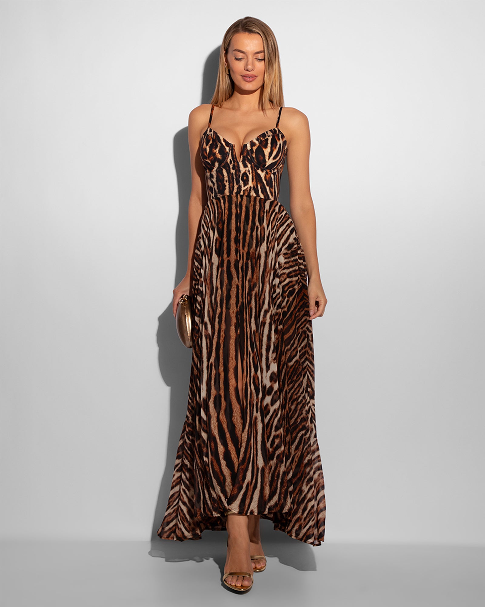 Women's Elegant Pilates Cat Slim-Fitting Maxi Dress