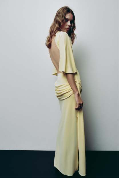 Open Back Cape Maxi Dress
