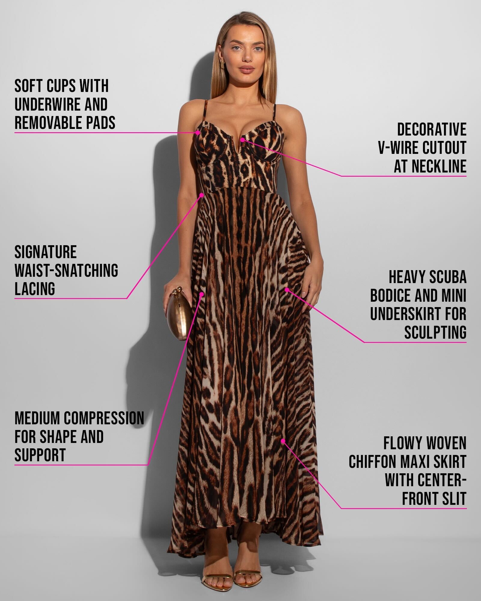 Women's Elegant Pilates Cat Slim-Fitting Maxi Dress