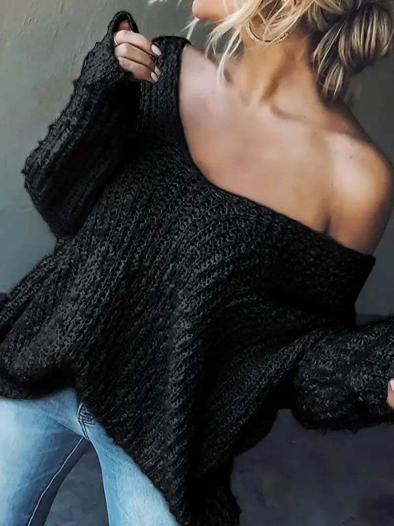 ✨Women's Off-the-Shoulder Sweater Loose Lightweight Pullover Top