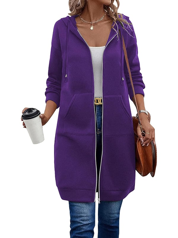 Women Casual Zip up Polyester Hoodies