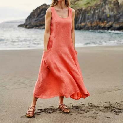 🔥Women's Sleeveless Cotton And Polyester Dress