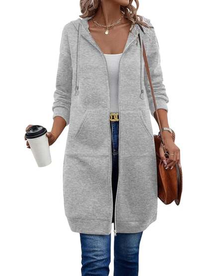 Women Casual Zip up Polyester Hoodies