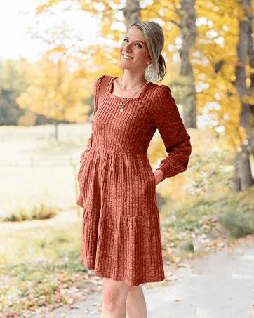 🍂Last Day Promotion 49% OFF🔥Womens Square Neck Long Sleeve Fall Dresses Casual Babydoll Sweater Dress