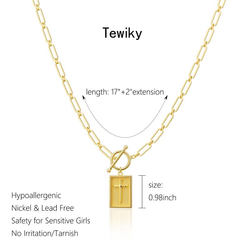 ✝️ Cross Pendant Paperclip Chain Necklace,  Unisex, Waterproof and Sweat-Resistant, Fade-Proof