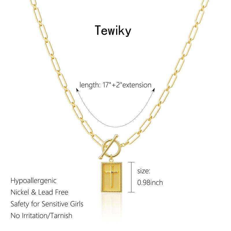 ✝️ Cross Pendant Paperclip Chain Necklace,  Unisex, Waterproof and Sweat-Resistant, Fade-Proof