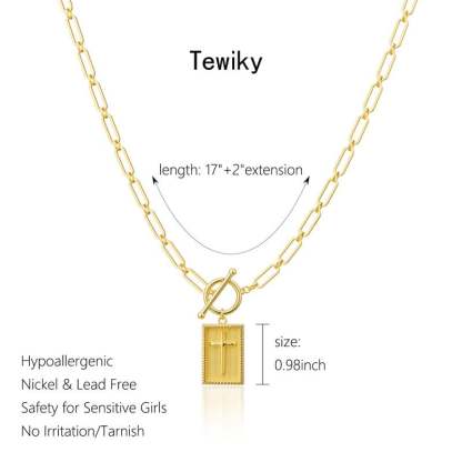 ✝️ Cross Pendant Paperclip Chain Necklace,  Unisex, Waterproof and Sweat-Resistant, Fade-Proof