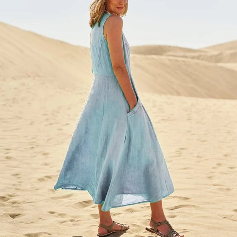 🔥Women's Sleeveless Cotton And Polyester Dress