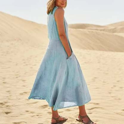 🔥Women's Sleeveless Cotton And Polyester Dress