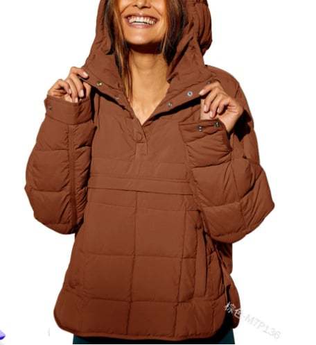 🔥Women's Oversized Hooded Puffer Jacket Quilted Lightweight Winter Warm Pullover Padded Hoodies Coat