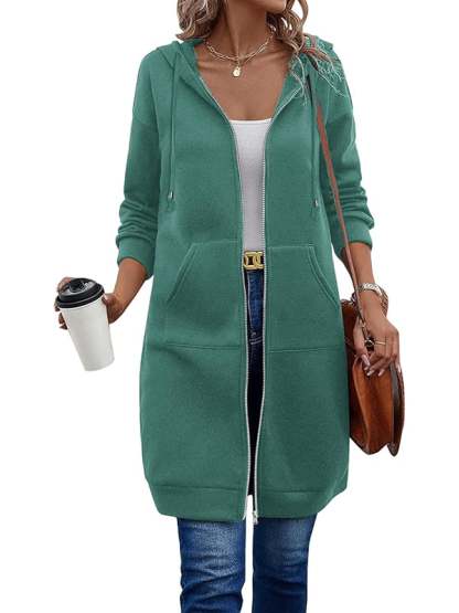 Women Casual Zip up Polyester Hoodies