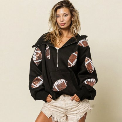 🔥‘Glam Kickoff’ Long Sleeve Zip Hoodie