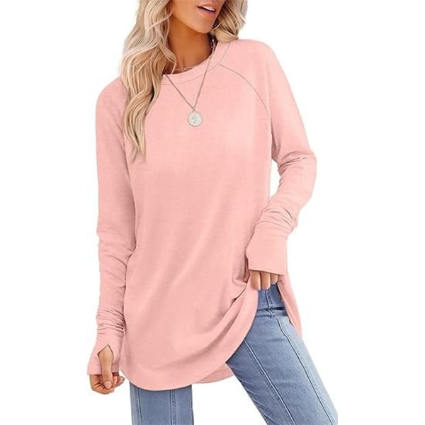 🔥HOT SALE-BUY 2 FREE SHIPPING🔥Womens Tunic Tops to Wear with Leggings Long Sleeve Thumb Hole Shirts Crew Neck Curved Hem