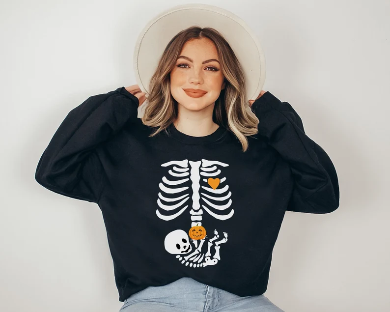🎃Halloween Skull Sweatshirt, 2025 Newborn Maternity Shirt, Mom Sweater
