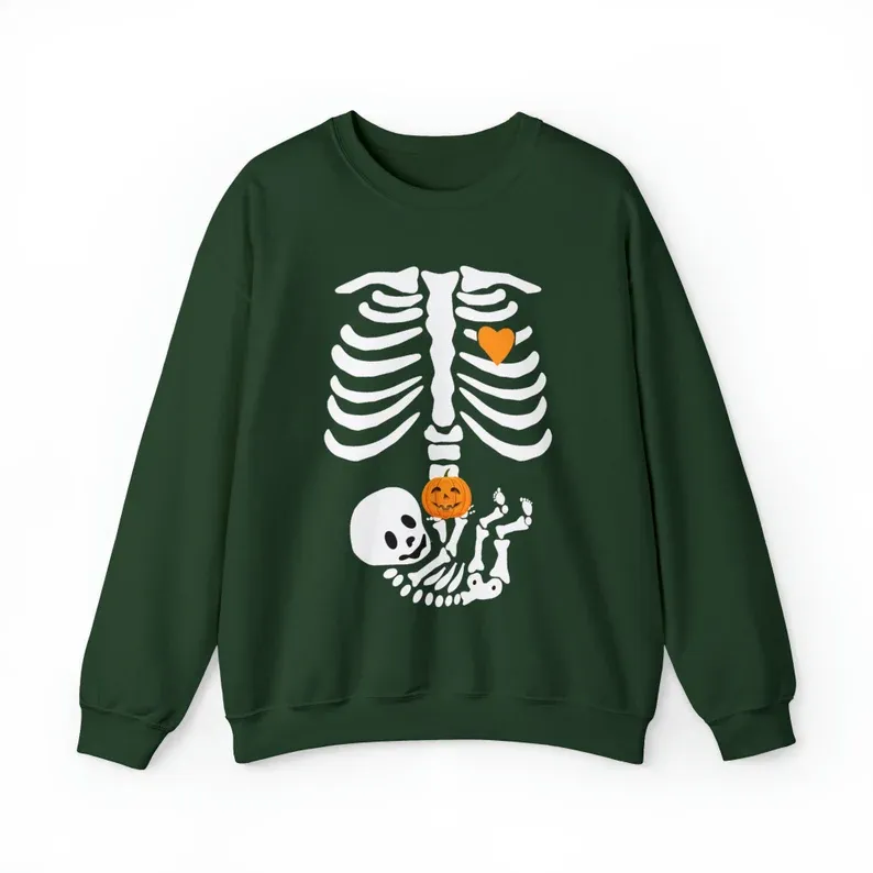 🎃Halloween Skull Sweatshirt, 2025 Newborn Maternity Shirt, Mom Sweater