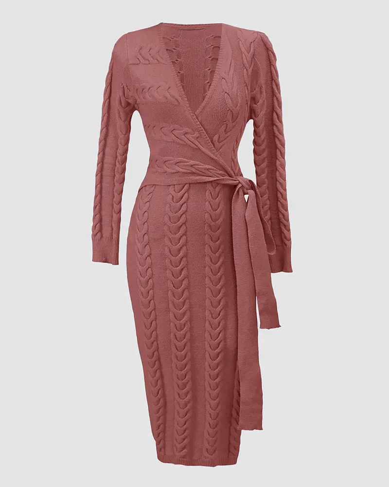 AUTUMN FLASH SALE🔥V-Neck Long Sleeved Slim Fit Knit Dress