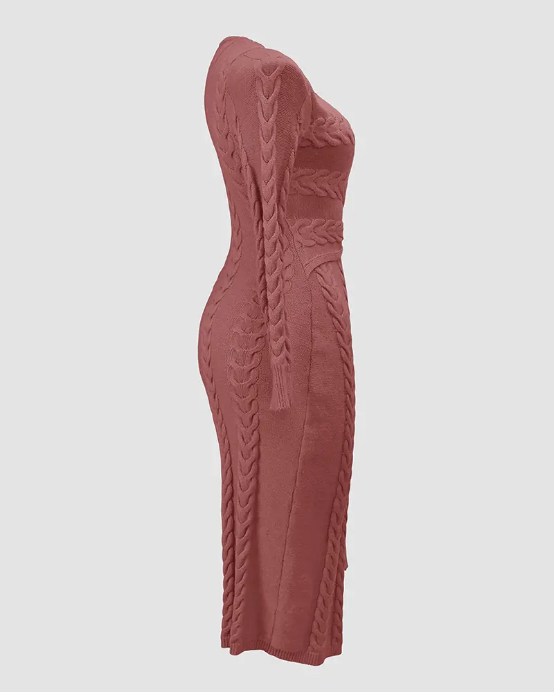AUTUMN FLASH SALE🔥V-Neck Long Sleeved Slim Fit Knit Dress