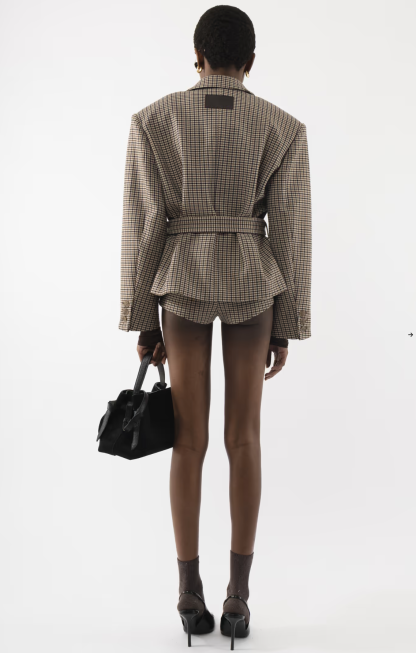 Sophisticated Plaid Blazer & Shorts Two - Piece