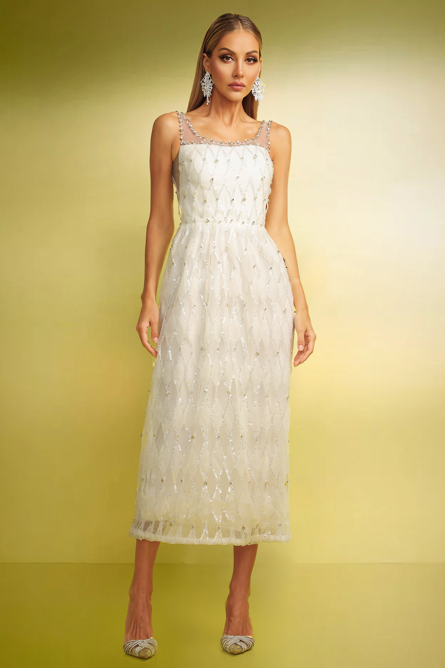 Wezal Sleeveless Diamond Maxi Dress