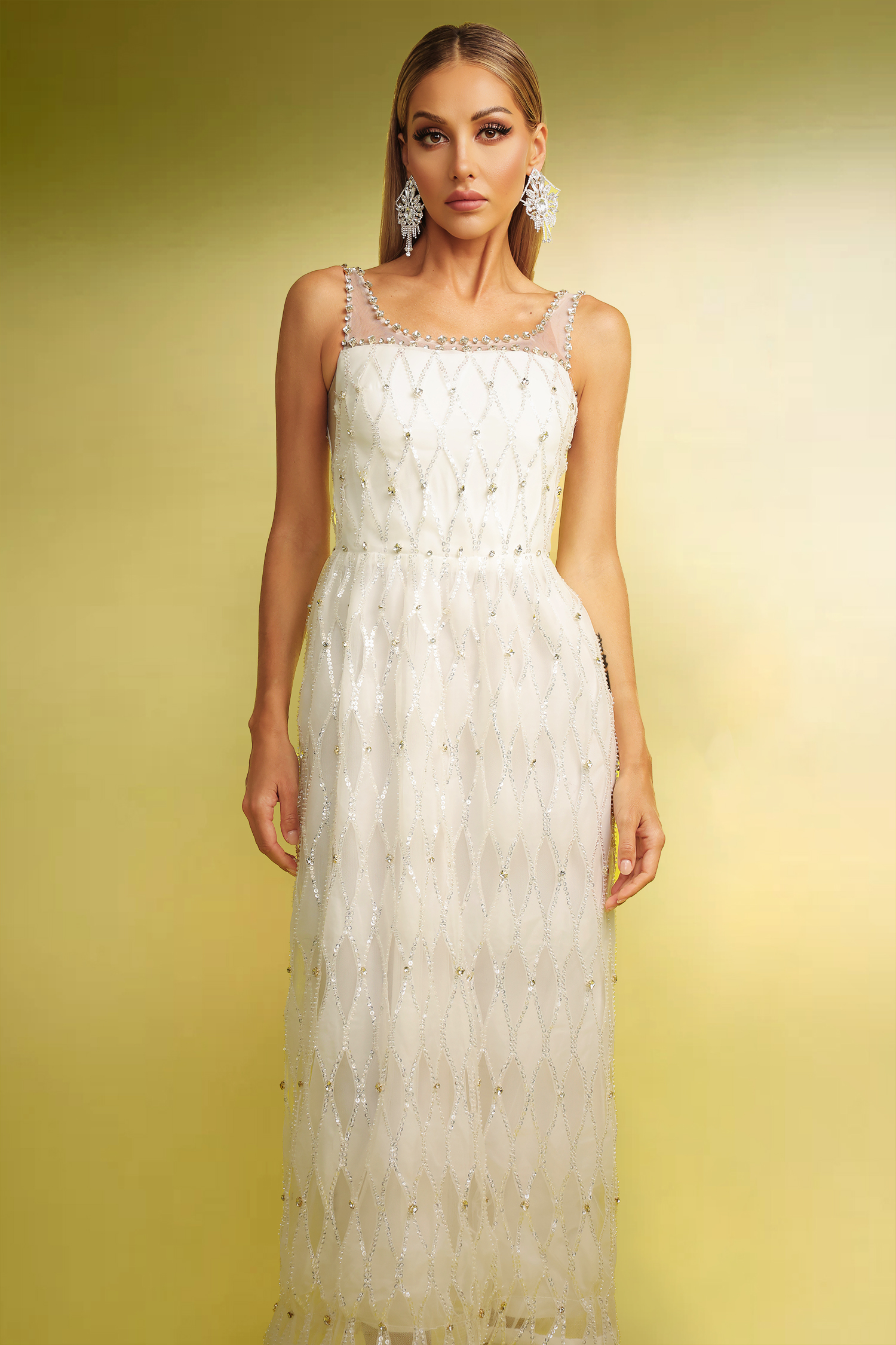 Wezal Sleeveless Diamond Maxi Dress
