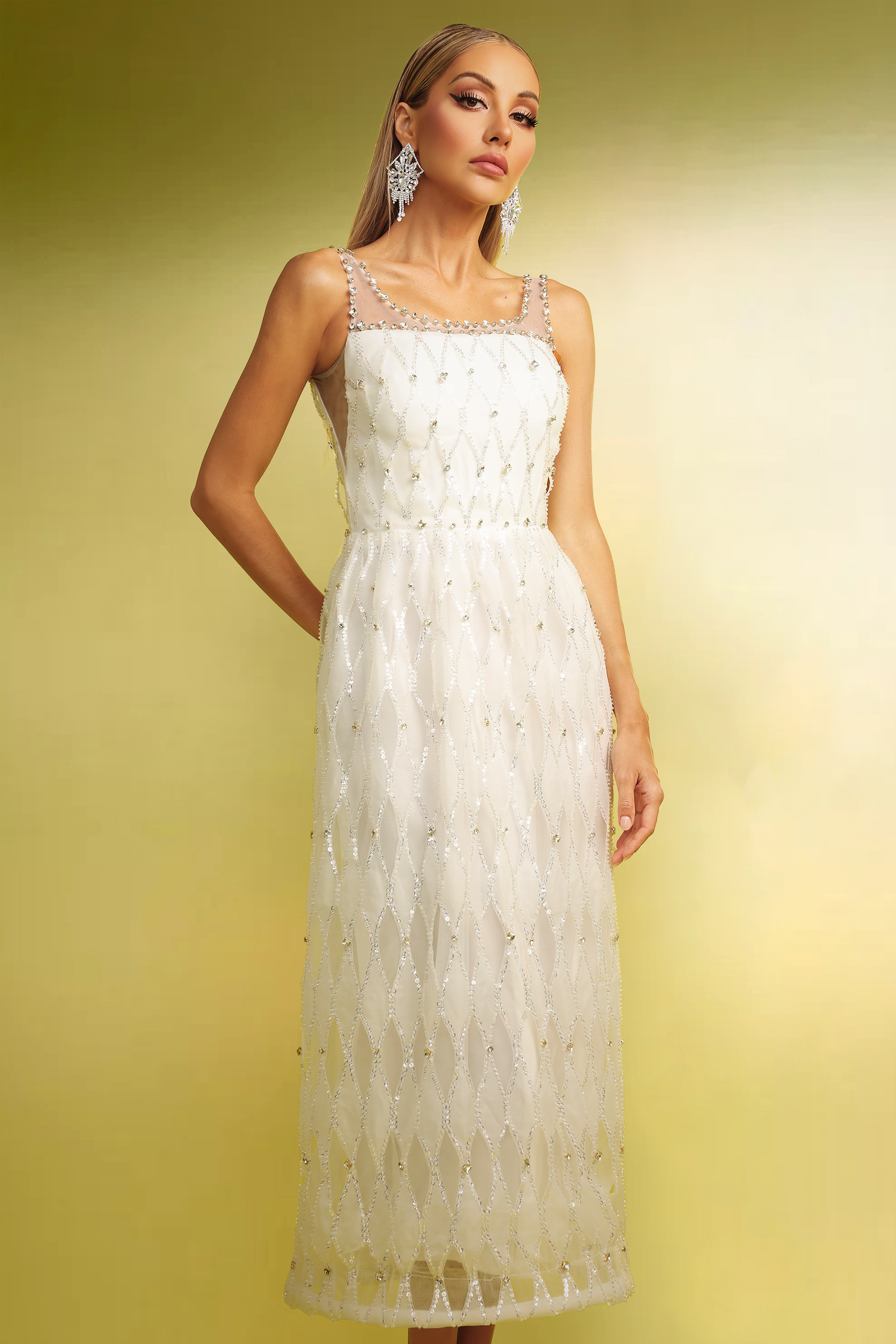 Wezal Sleeveless Diamond Maxi Dress