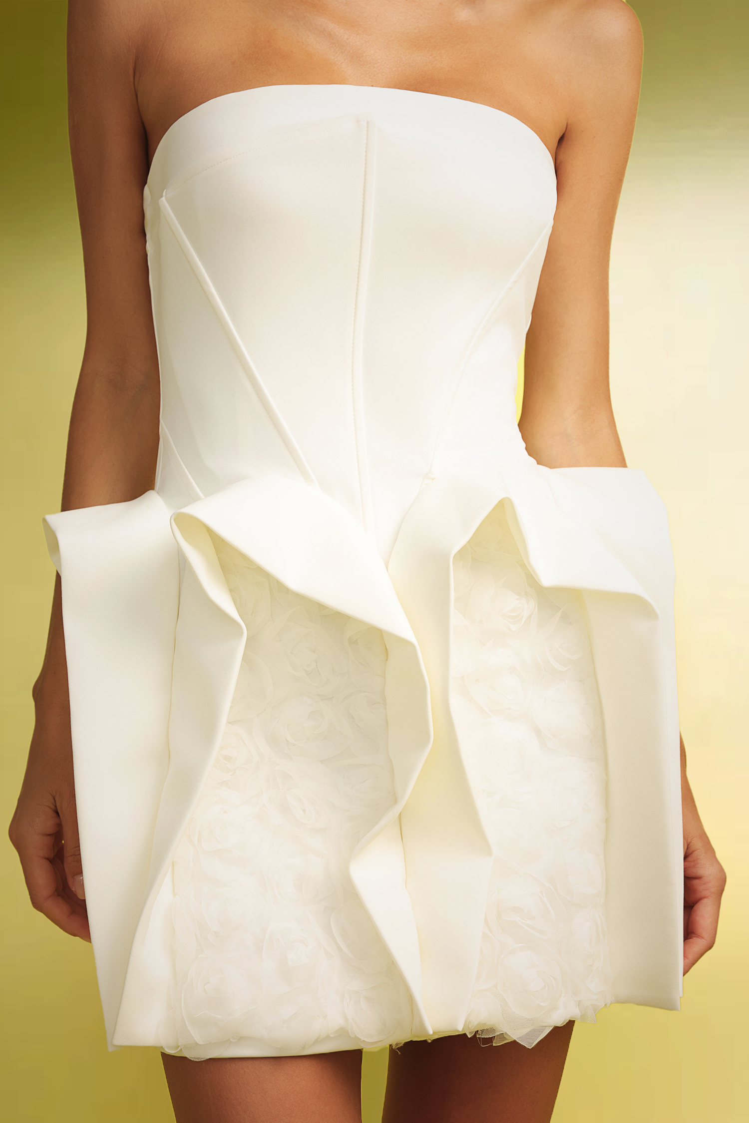 Sheath Strapless  Flrs Mini Dress