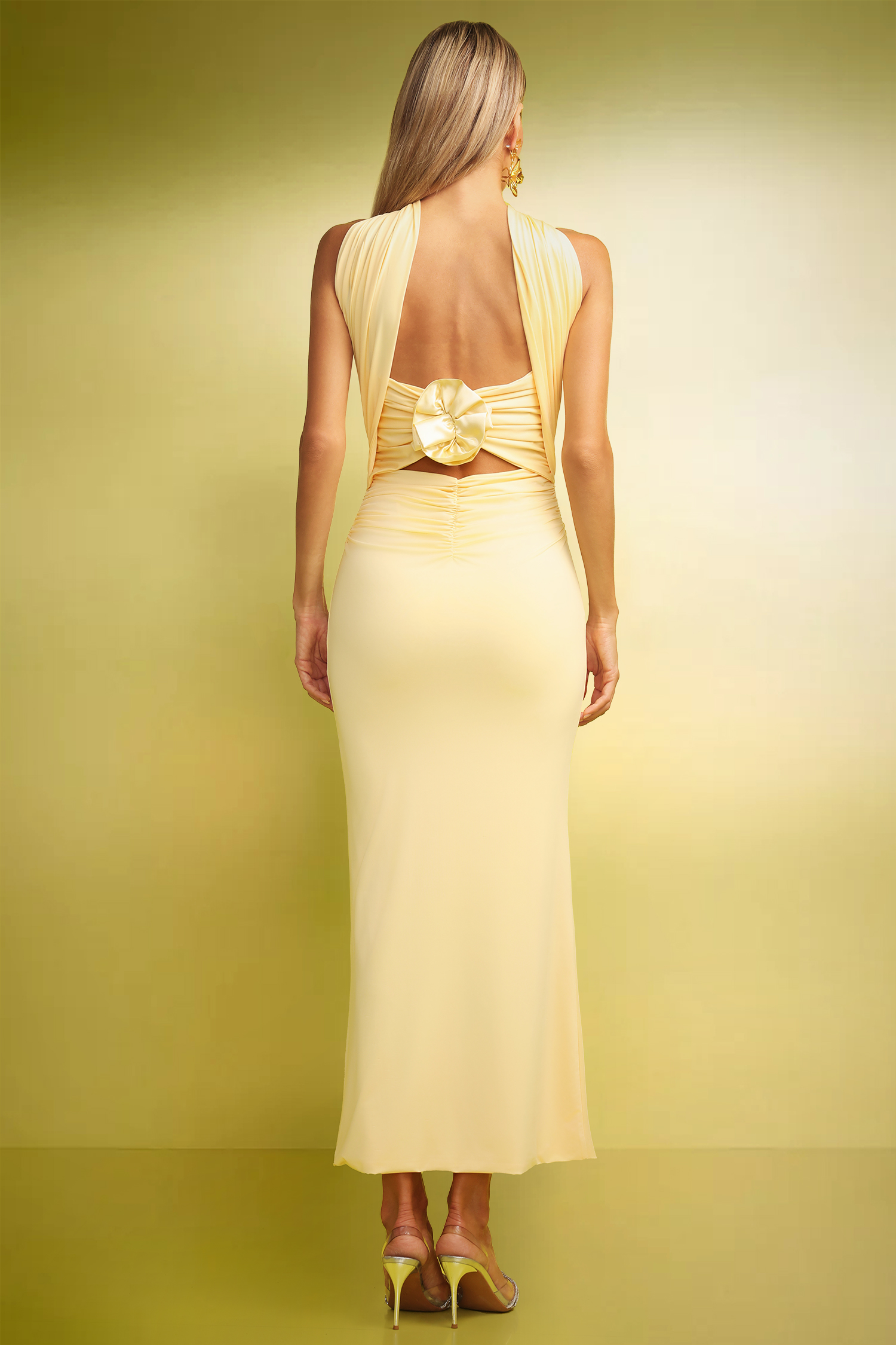 Kaxani Strapless Slim Flrs Backless Maxi Dress