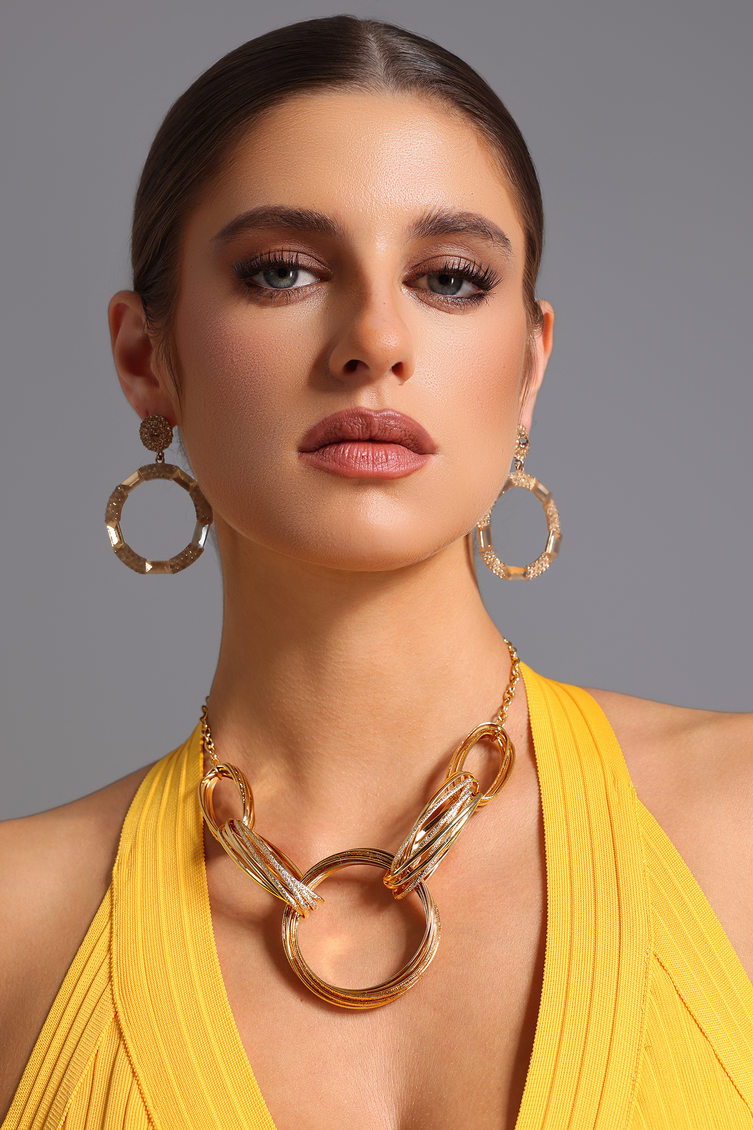 Glenora Multiple Layers Line Circle Necklace