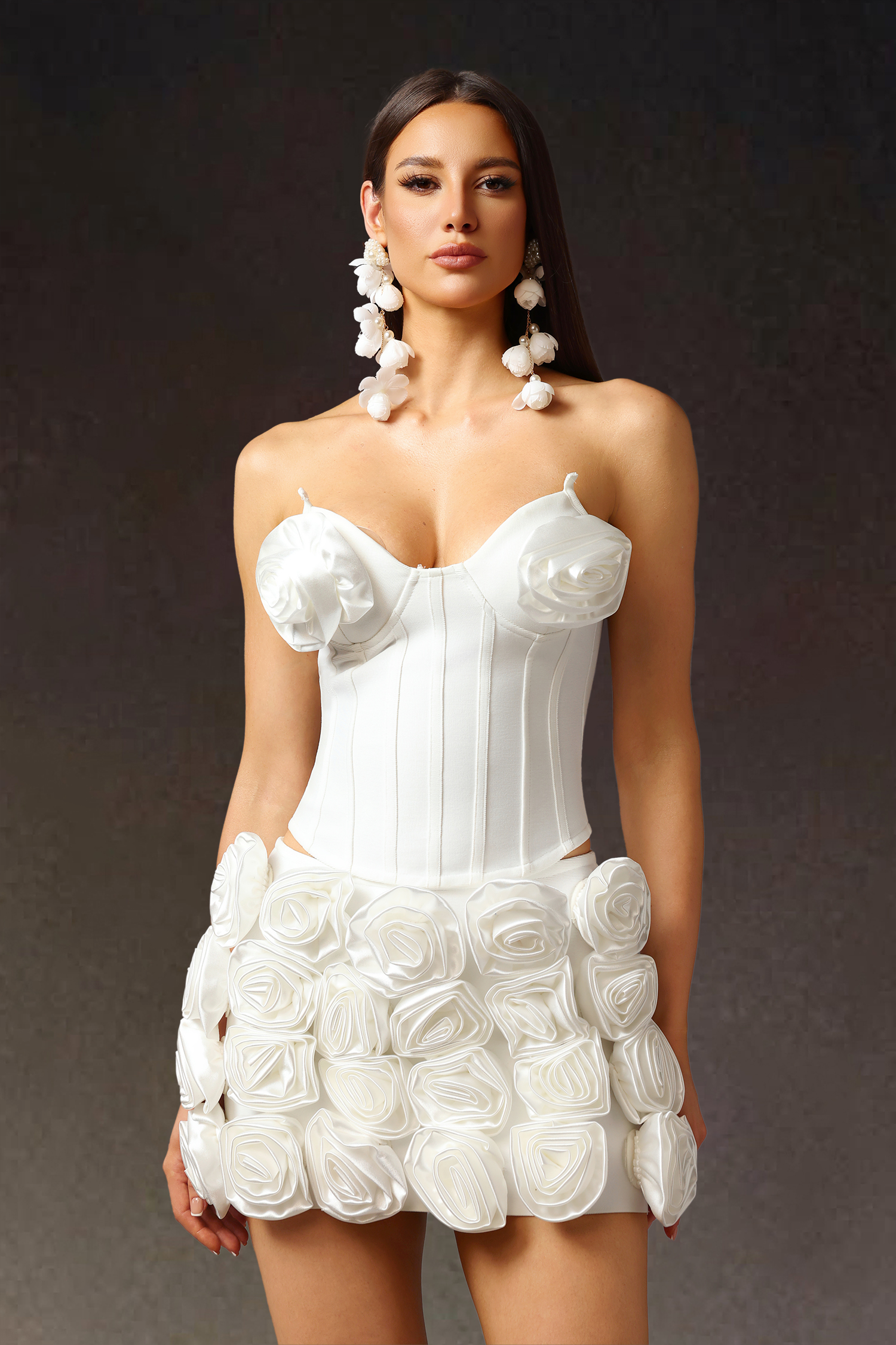 Loran Sleeveless Flrs Bandage Mini Two Piece Set