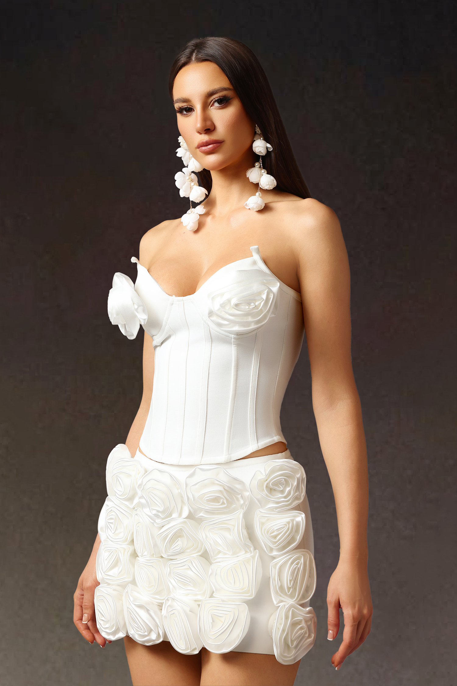 Loran Sleeveless Flrs Bandage Mini Two Piece Set