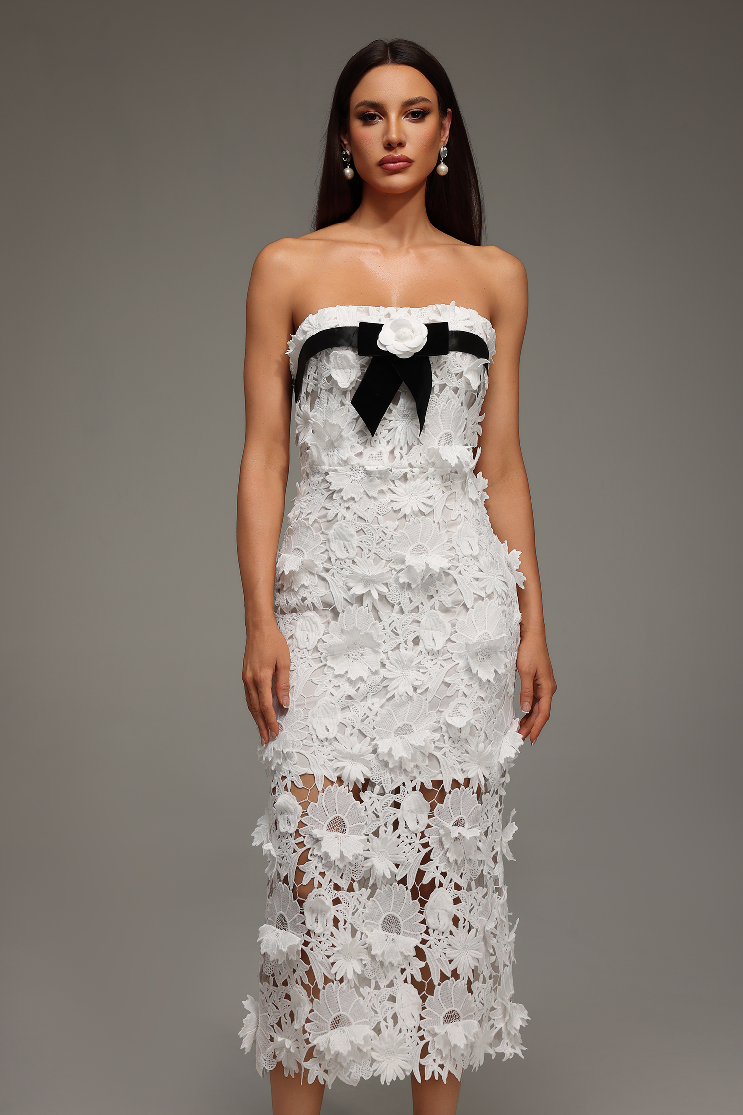Mio Strapless Lace Flr Maxi Dress