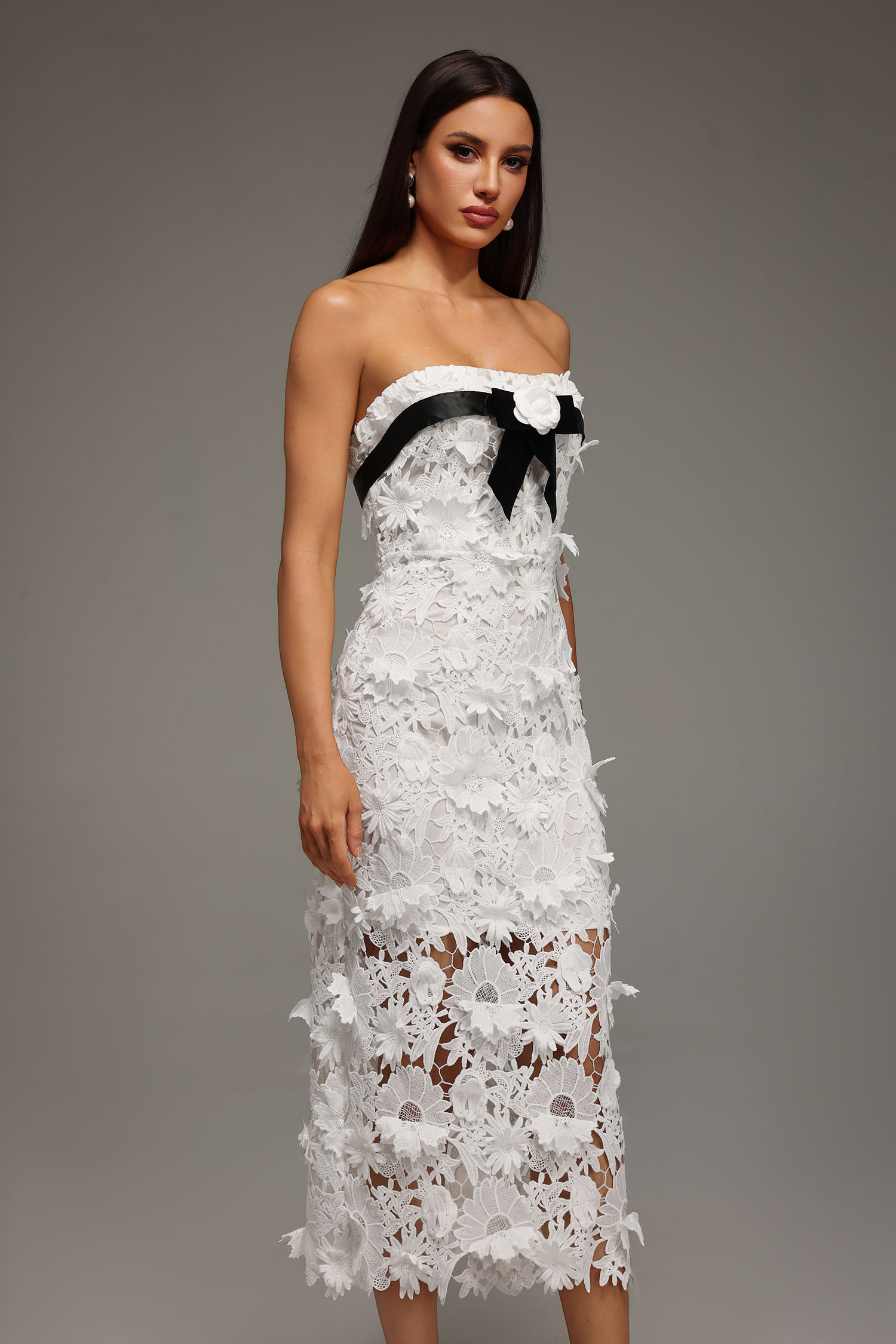 Mio Strapless Lace Flr Maxi Dress