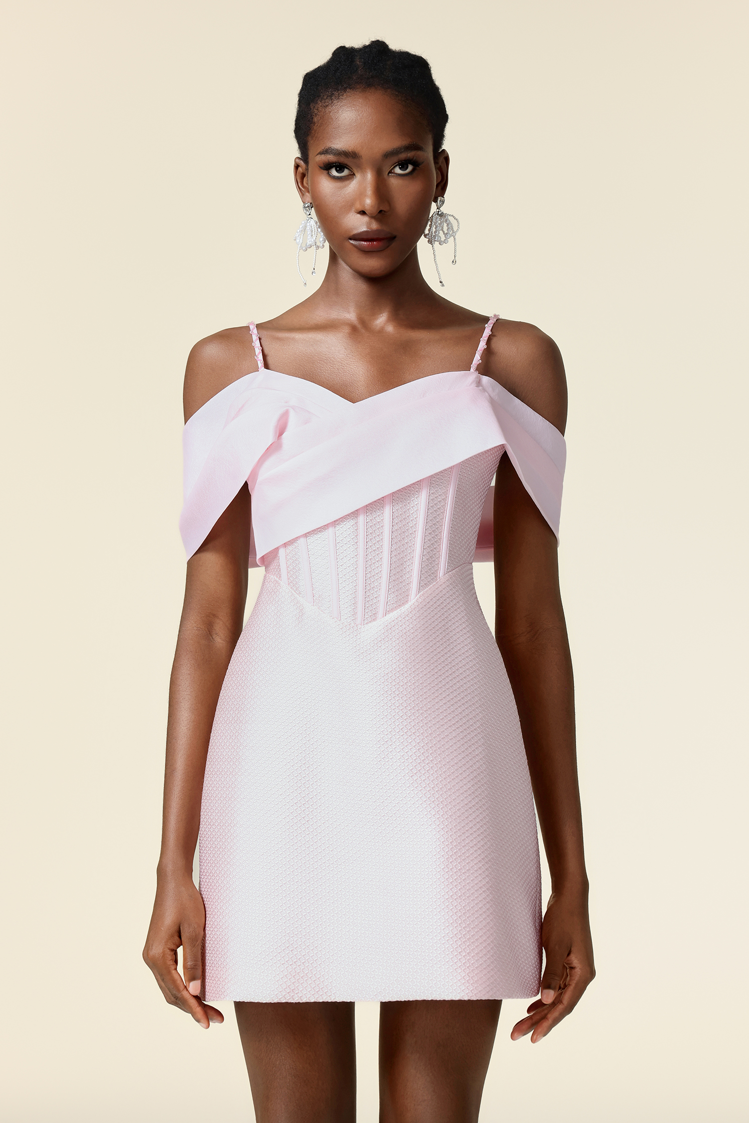 Vako Sleeveless Diamond Fishbone Mini Dress