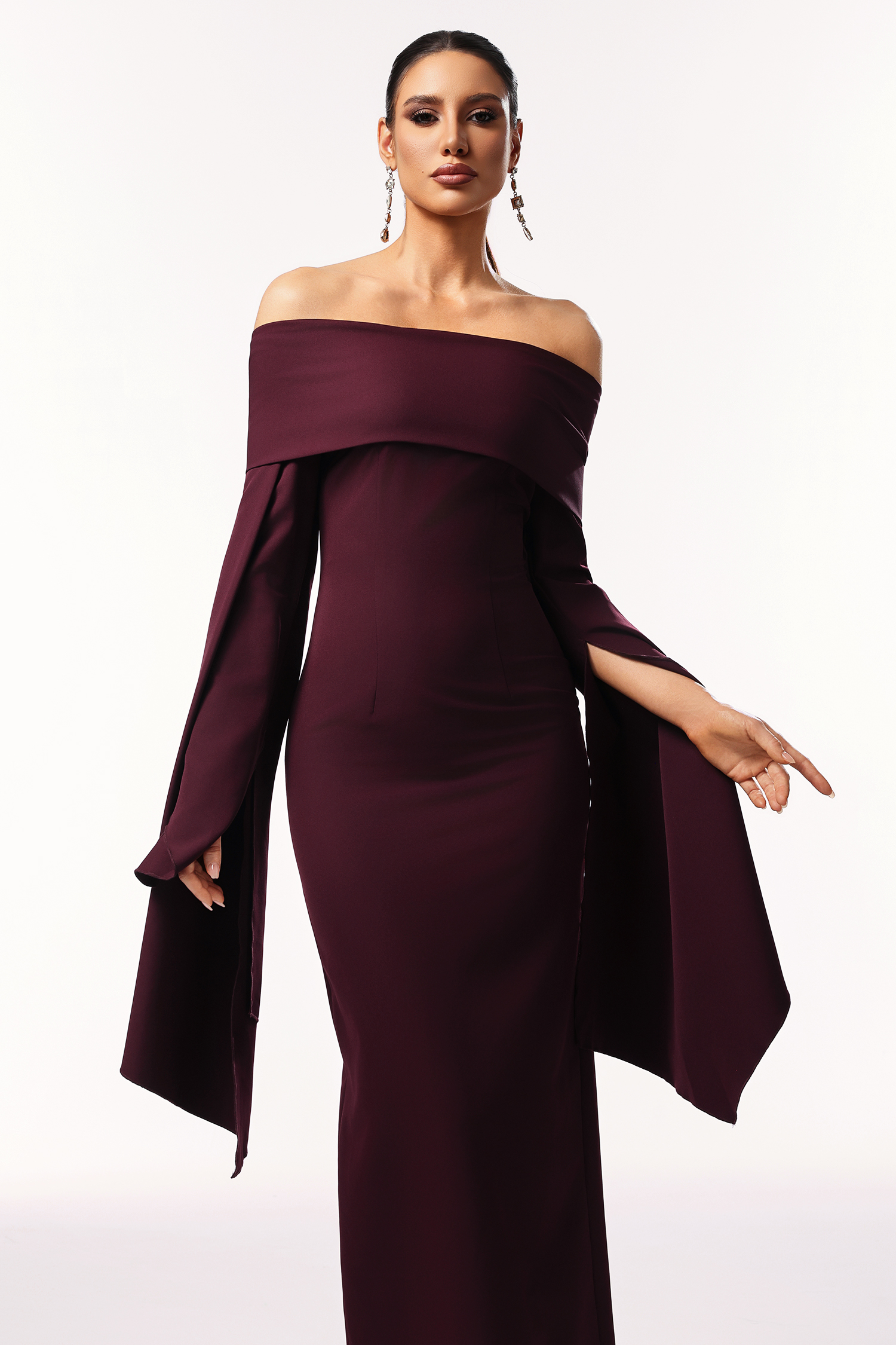 Zaria Off The Shoulder Long Sleeves Maxi Dress