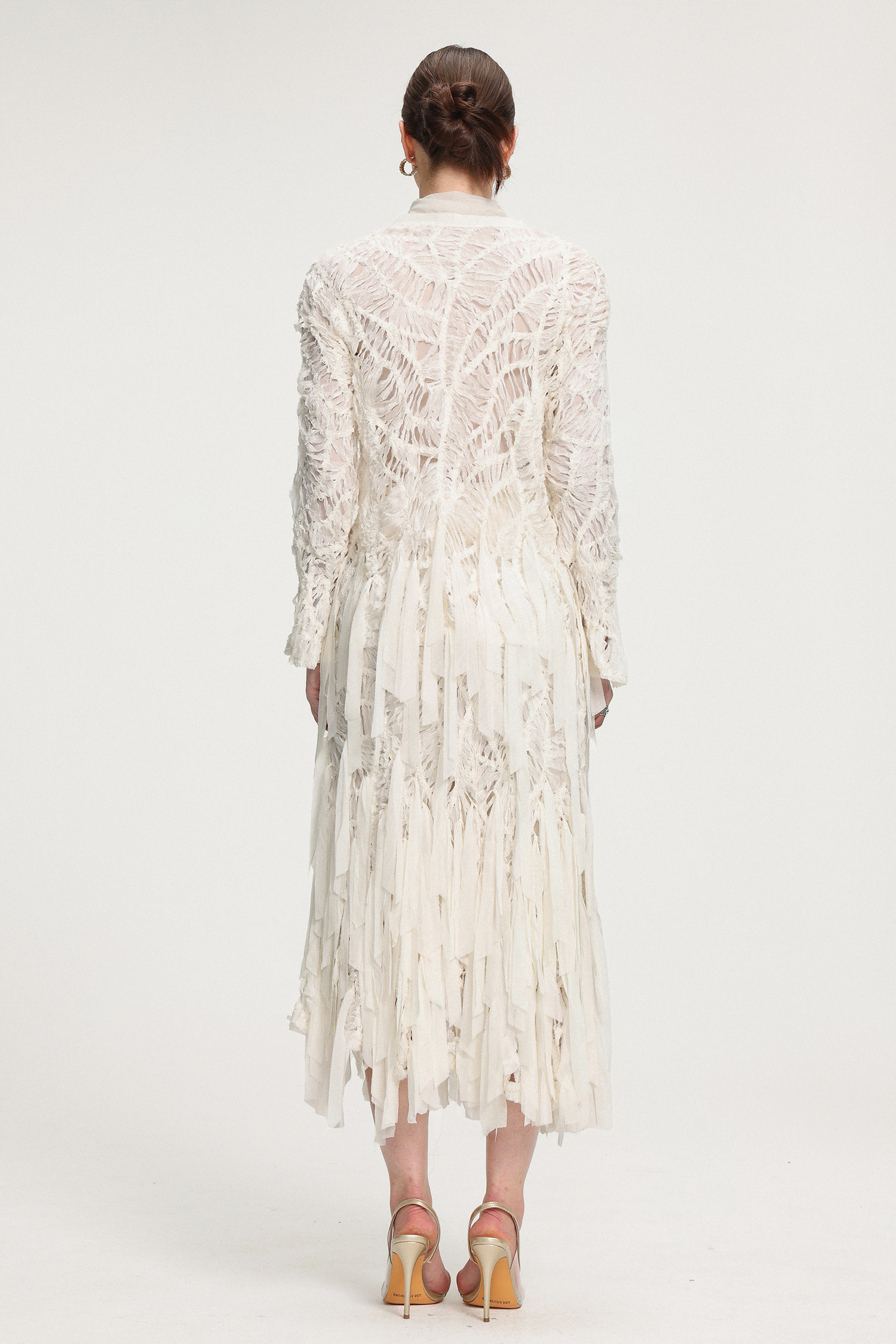 Fringed Midi Skirt With Ribbon Accents