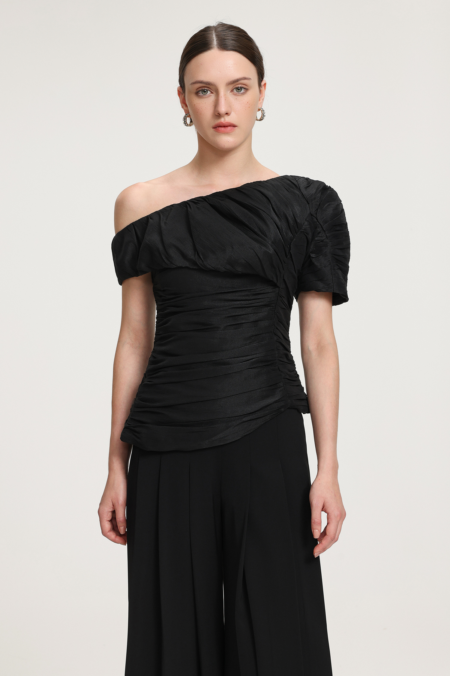 Asymmetric Ruched Long Pants Set