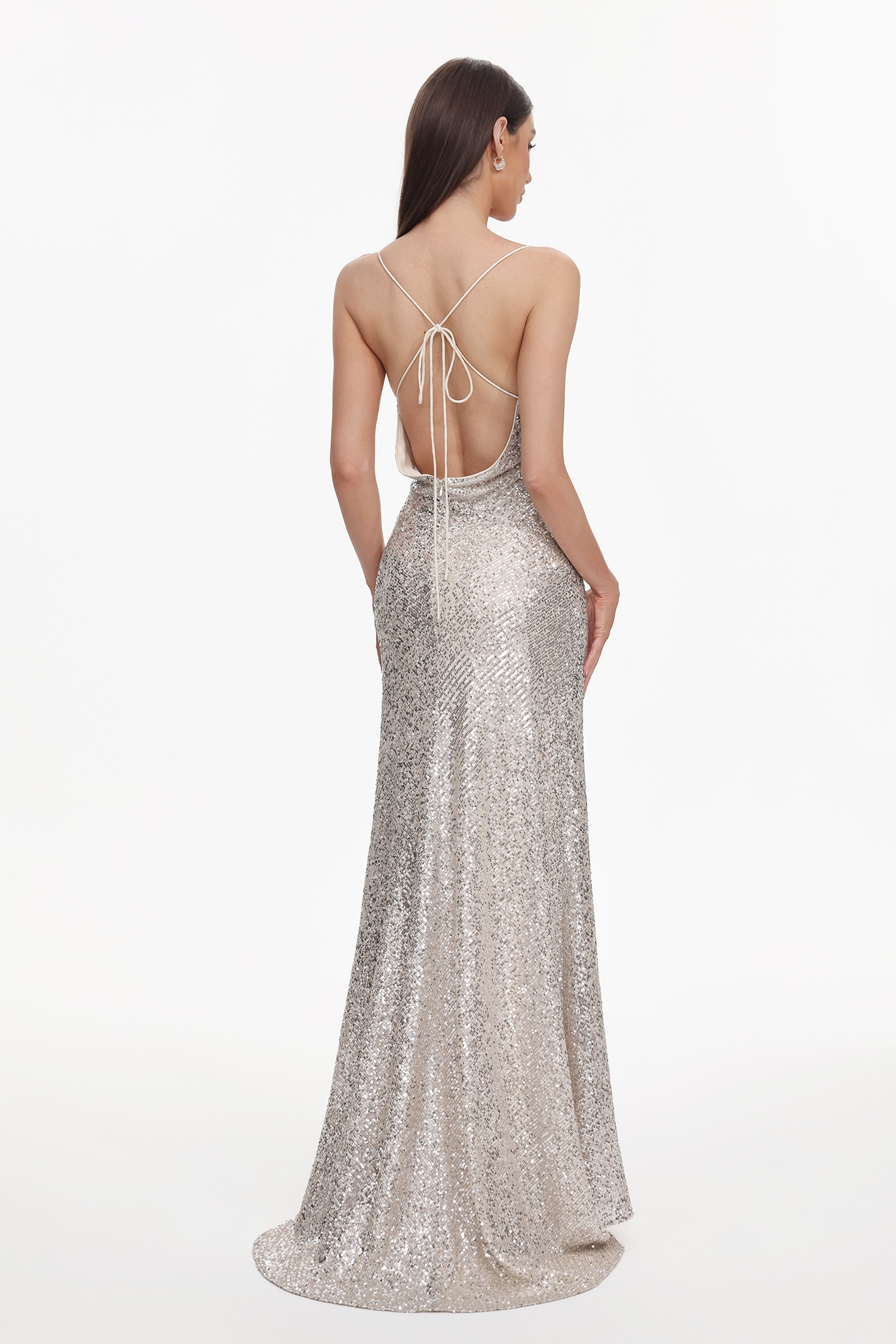 Fagra Glamorous Contour Sleeveless High Slit Sequin Maxi Dress