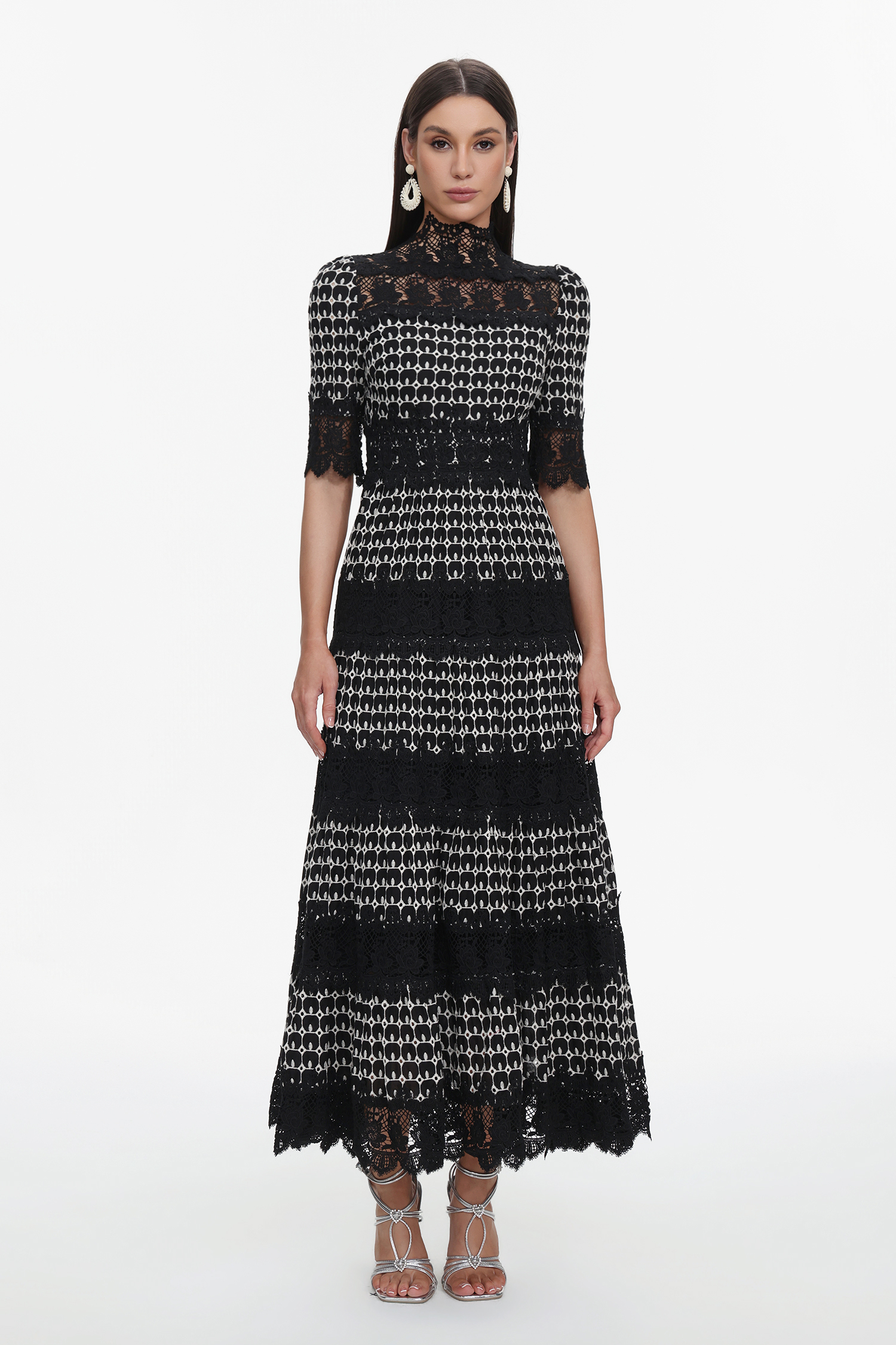 Sydnie Resort Flowy Half Sleeve Lace Maxi Dress