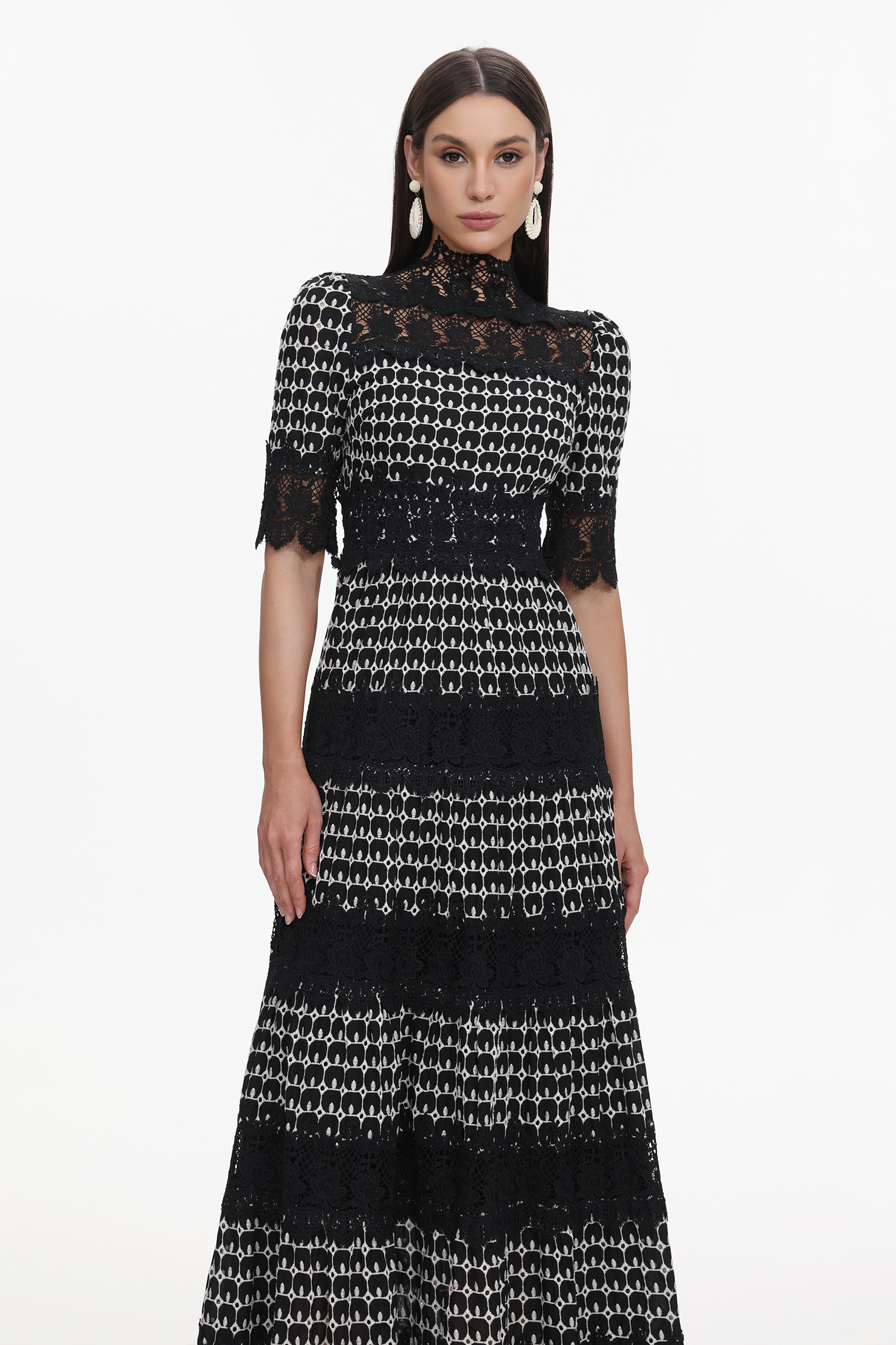 Sydnie Resort Flowy Half Sleeve Lace Maxi Dress