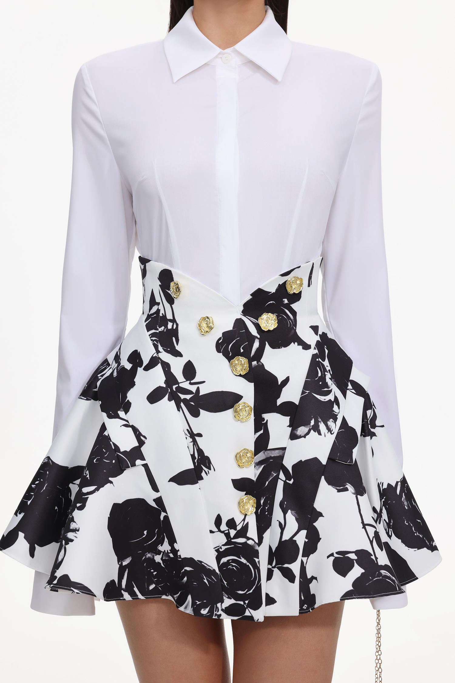 Eithne Long Sleeve Printing Mini Two-Piece Set