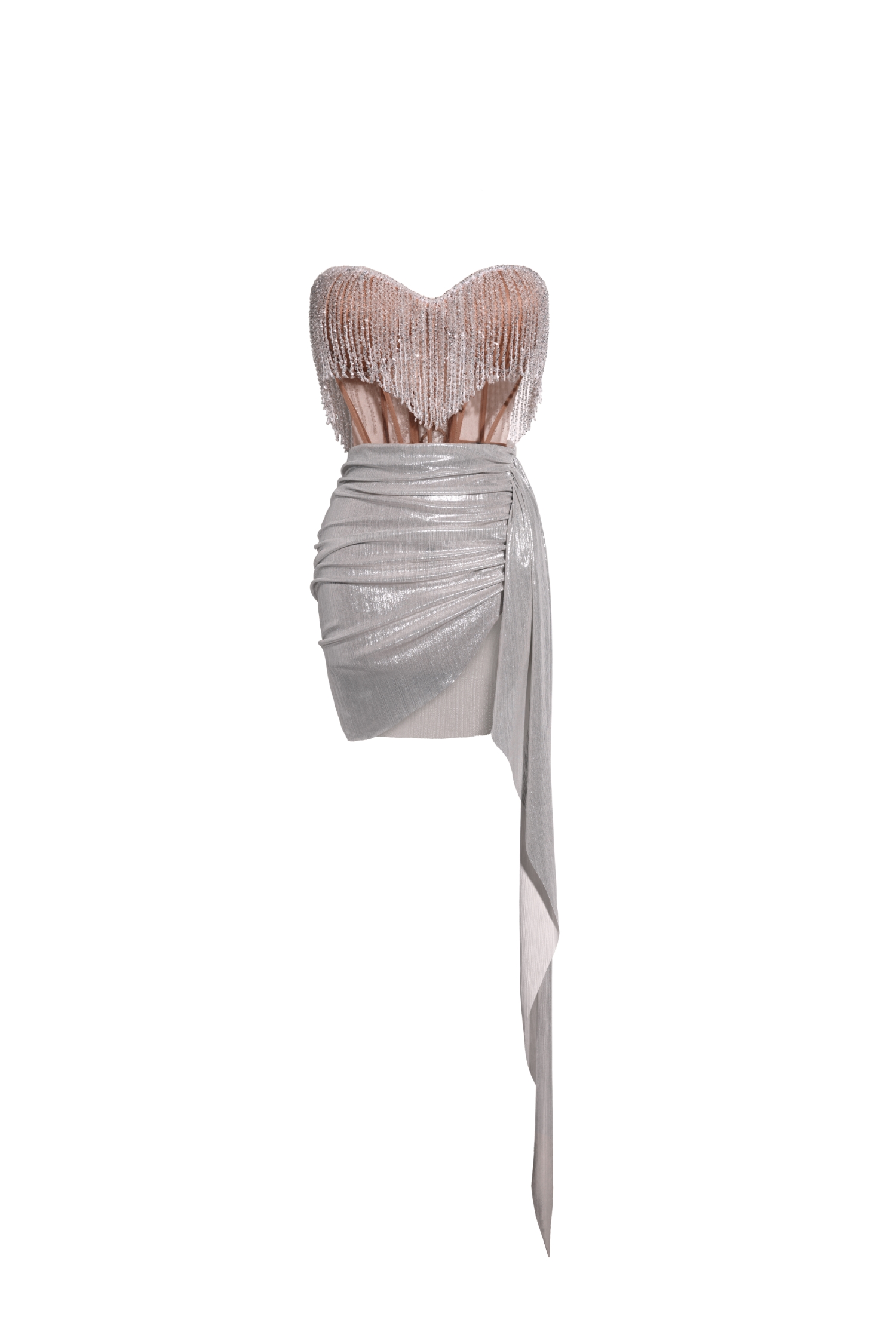 Elma Tassel Corset and tuck Skirt Mini Two-piece Set