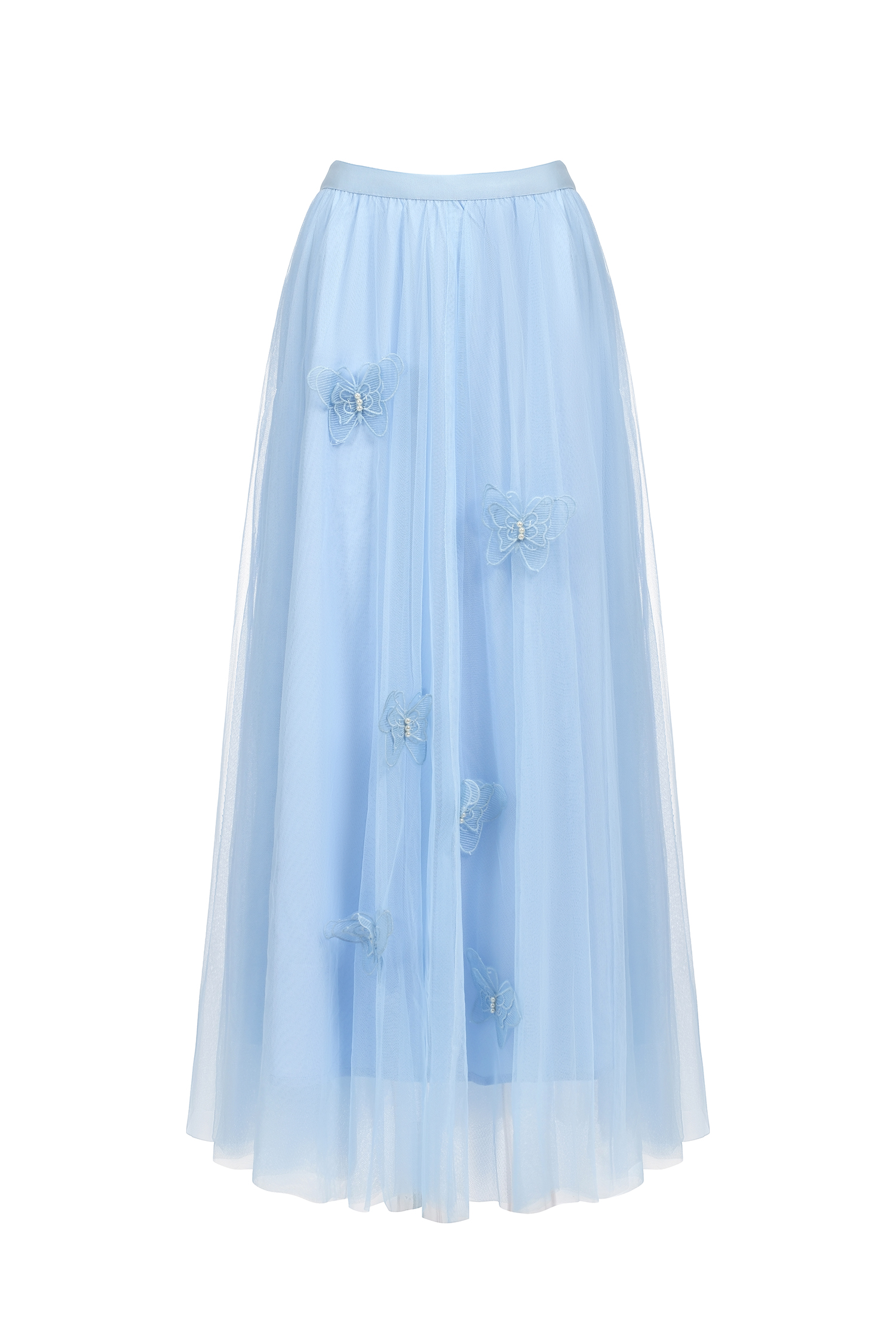 Sabina Long Sleeve Folds Lace Butterfly Top And Skirt Two-Piece Set